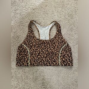 Fabletics On-The-Go Medium Impact Sports Bra Cheetah Print XL